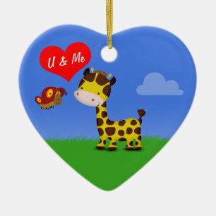 Giraffe och Butterfly i Kärlek Julgransprydnad Keramik