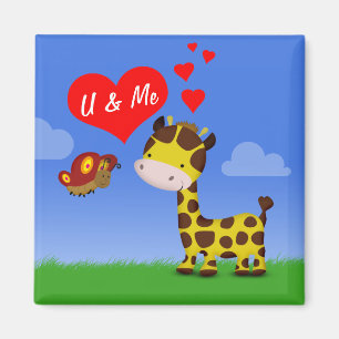 Giraffe och Butterfly i Kärlek Magnet