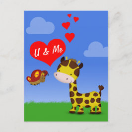 Giraffe och Butterfly i Kärlek Vykort