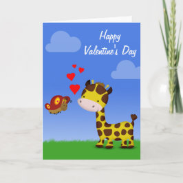 Giraffe och Butterfly Valentines dag Helgkort
