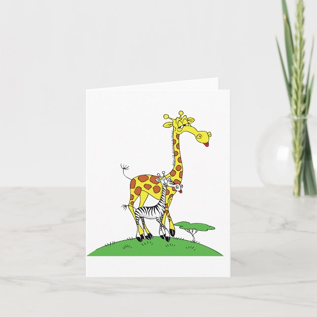 Giraffe och ett sebrakort kort (Skapare uppladdad)