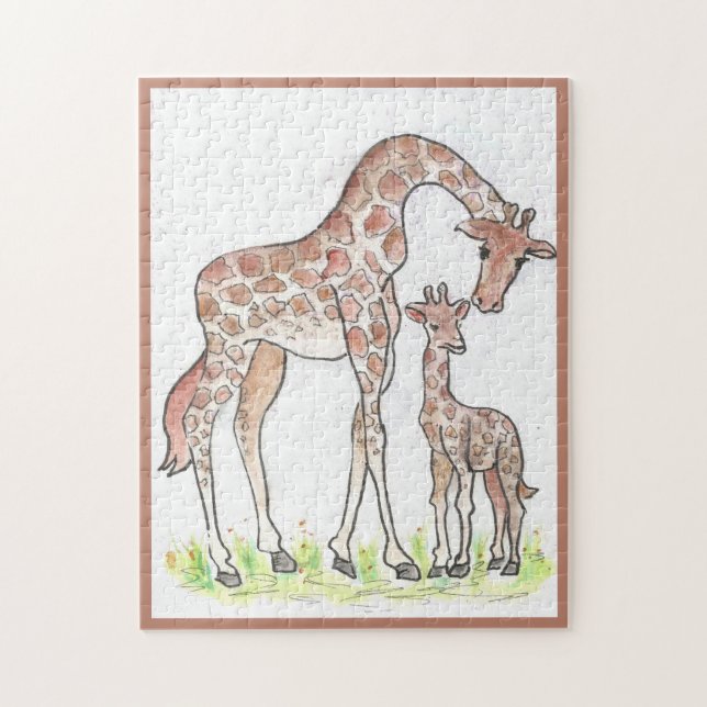 Giraffe och Hennes kalv Pussel (Vertikal)