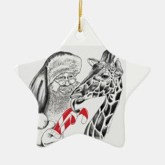 Giraffe och Jultomten Julgransprydnad Keramik