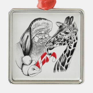 Giraffe och Jultomten Julgransprydnad Metall