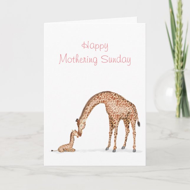 Giraffe och kalv Mothering Söndag-kort Kort (Framsida)