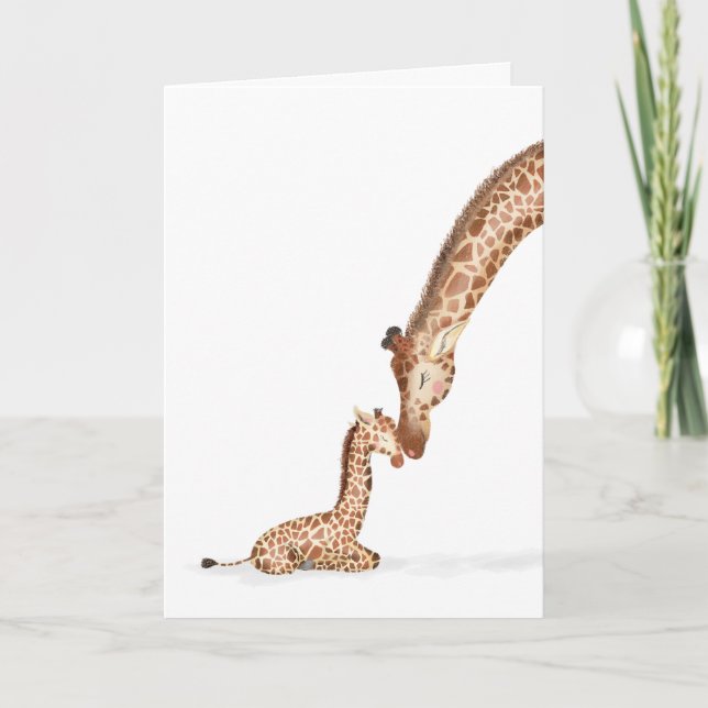 Giraffe och kalv nära Mors dag Kort (Framsida)