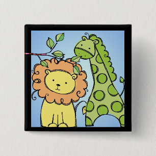 Giraffe och Lejon Button Knapp