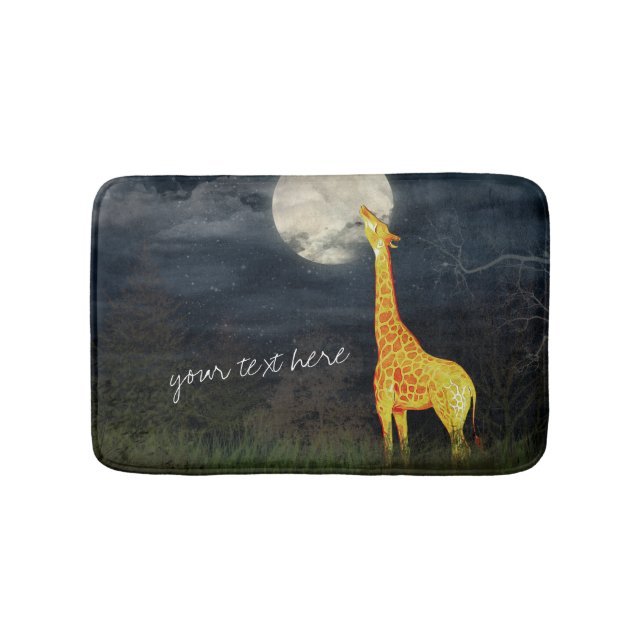 Giraffe och Måne | Anpassningsbar Bath Mat Badrumsmatta (Framsidan)