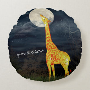 Giraffe och Måne Anpassningsbar Brushed Dekorati Rund Kudde