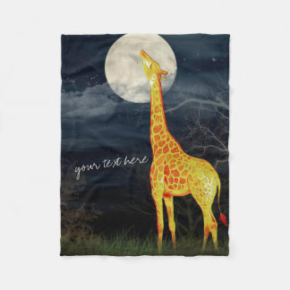 Giraffe och Måne | Anpassningsbar Fleece Blanket