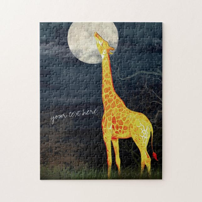Giraffe och Måne | Anpassningsbar Foto Puzzle Gift Pussel (Vertikal)