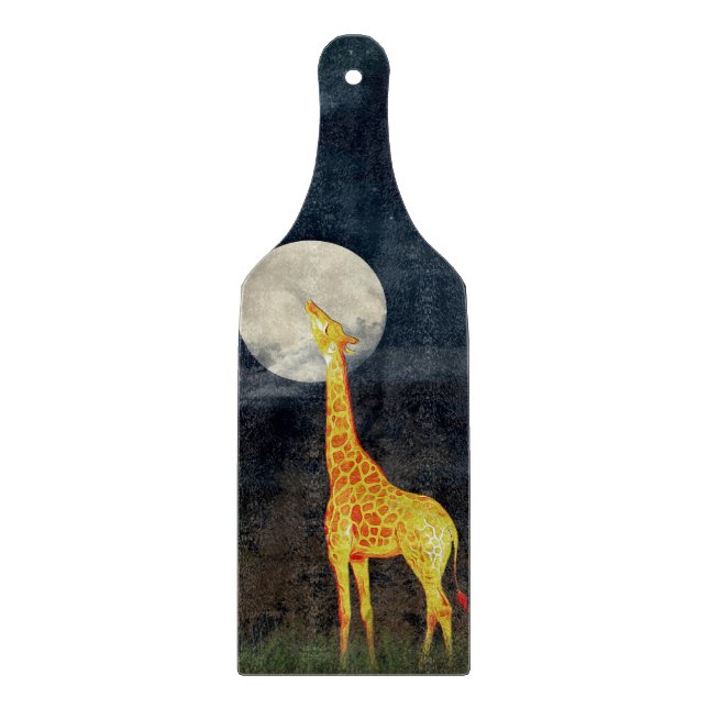 Giraffe och Måne | Anpassningsbar Glasskärl (Framsidan)