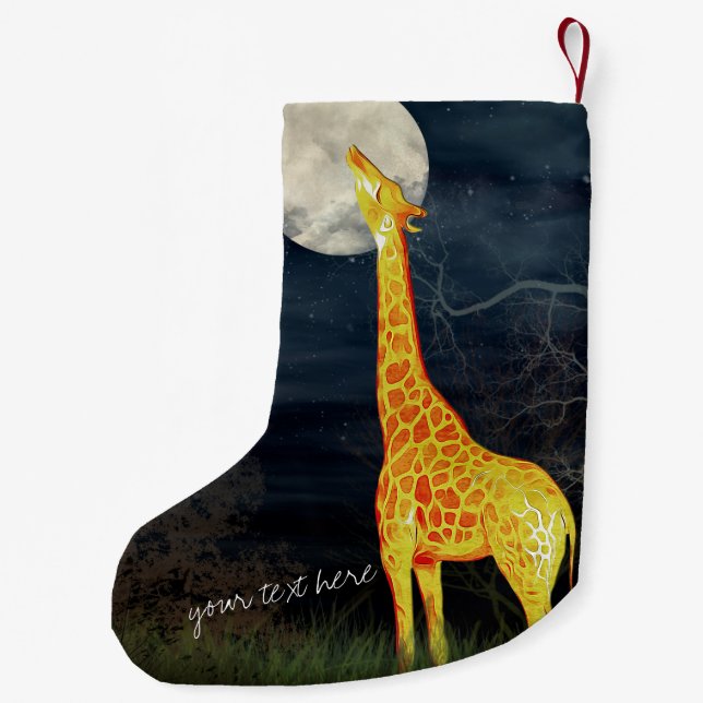 Giraffe och Måne | Anpassningsbar julklapp Liten Julstrumpa (Baksidan)