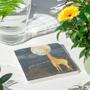 Giraffe och Måne Anpassningsbar Stone Drink Unde Underlägg Sten