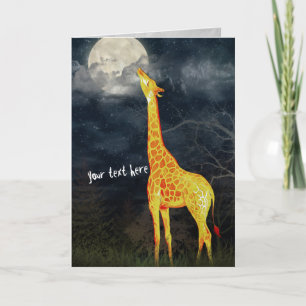 Giraffe och Måne Kort