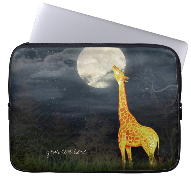 Giraffe och Måne | Neoprene Laptop sleeve (Framsidan)
