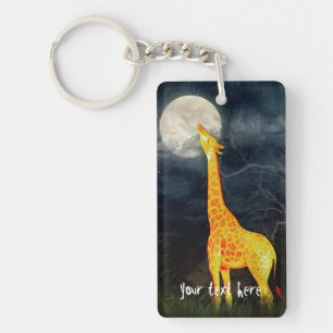 Giraffe och Måne Nyckelkedja för Anpassningsbar