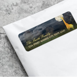 Giraffe och Måne | Returetiketter för Anpassningsb Returadress Etikett