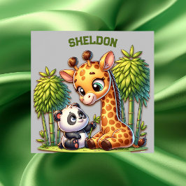 Giraffe och Panda Monogrammed Namn | Poster