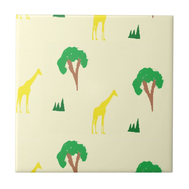 Giraffe och träd mönster kakelplatta (Framsidan)