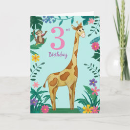 Giraffe och vänner 3: e födelsedagskortet kort
