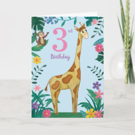 Giraffe och vänner 3: e födelsedagskortet kort