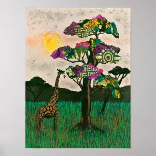 Giraffe om Flygplanen av Afrika Poster