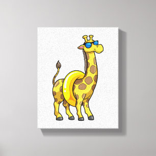 Giraffe on Beach with Simma ring & Sunglass Canvastryck