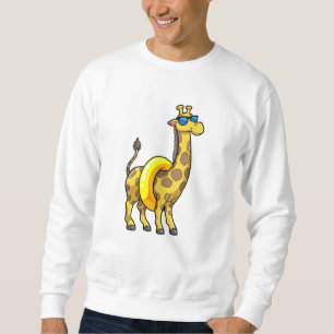 Giraffe on Beach with Simma ring & Sunglass Lång Ärmad Tröja