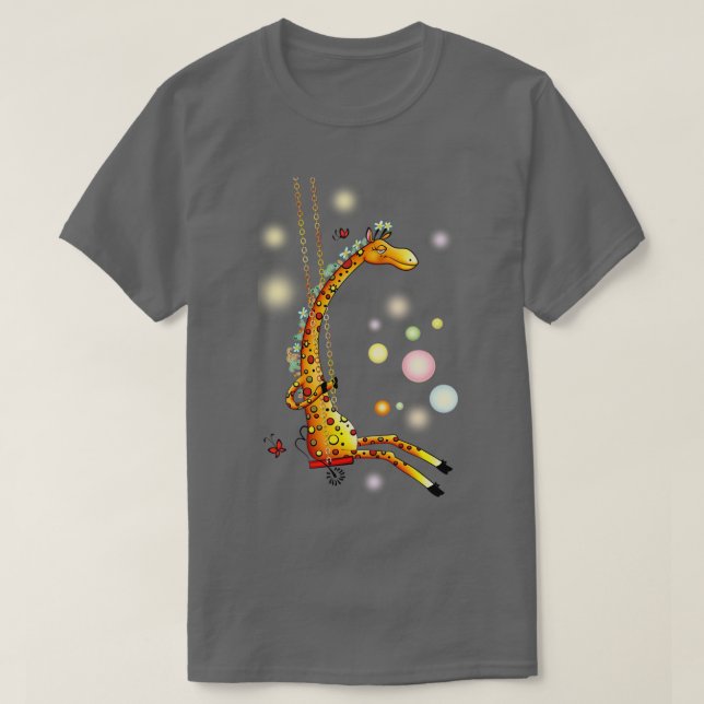 Giraffe On Swing  T Shirt (Design framsida)