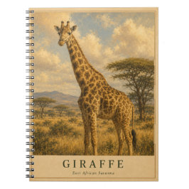 Giraffe Östafrikansk savann VINTAGE Anteckningsbok