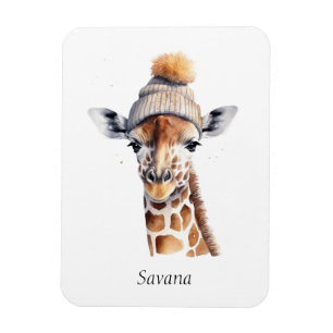 Giraffe på anpassadet vinterhatt magnet