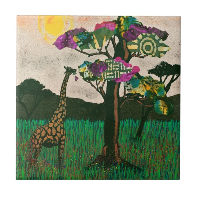 Giraffe på Flygplan av Afrika Kakelplatta (Framsidan)