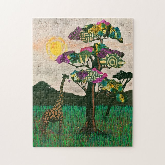 Giraffe på Flygplan av Afrika Pussel (Vertikal)