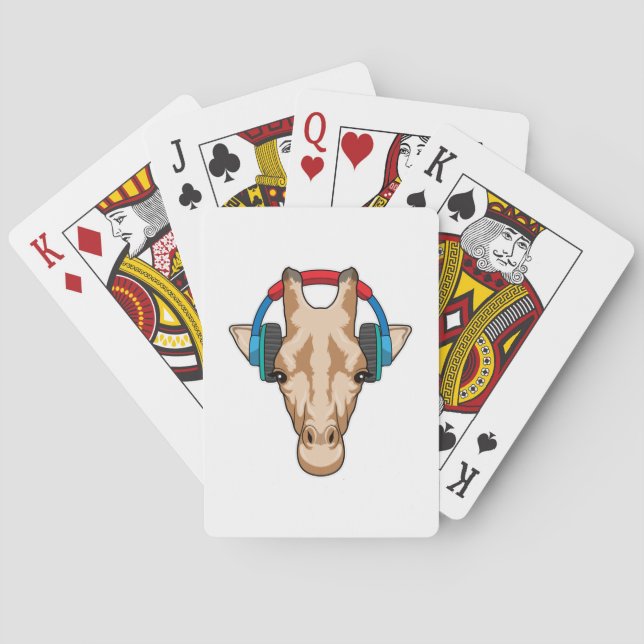 Giraffe på Music med hörlurar Casinokort (Baksidan)