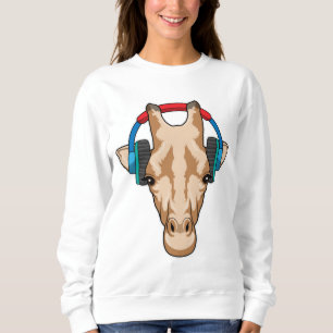 Giraffe på Music med hörlurar T Shirt