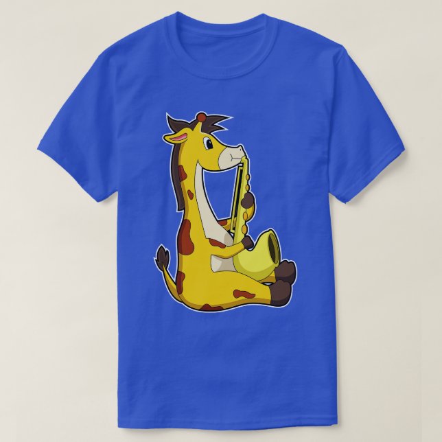 Giraffe på Music med saxofon T Shirt (Design framsida)
