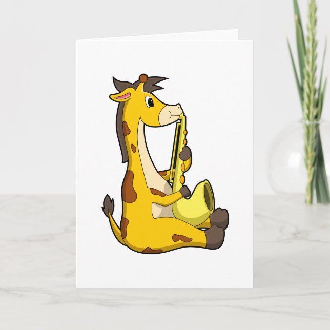 Giraffe på Music med Saxophone.PNG Kort (Framsida)