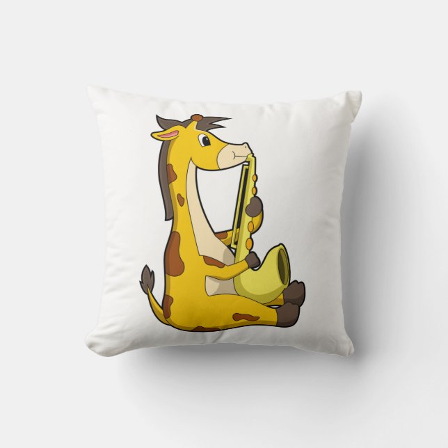 Giraffe på Music med Saxophone.PNG Kudde (Framsida)