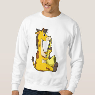 Giraffe på Music med Saxophone.PNG Lång Ärmad Tröja