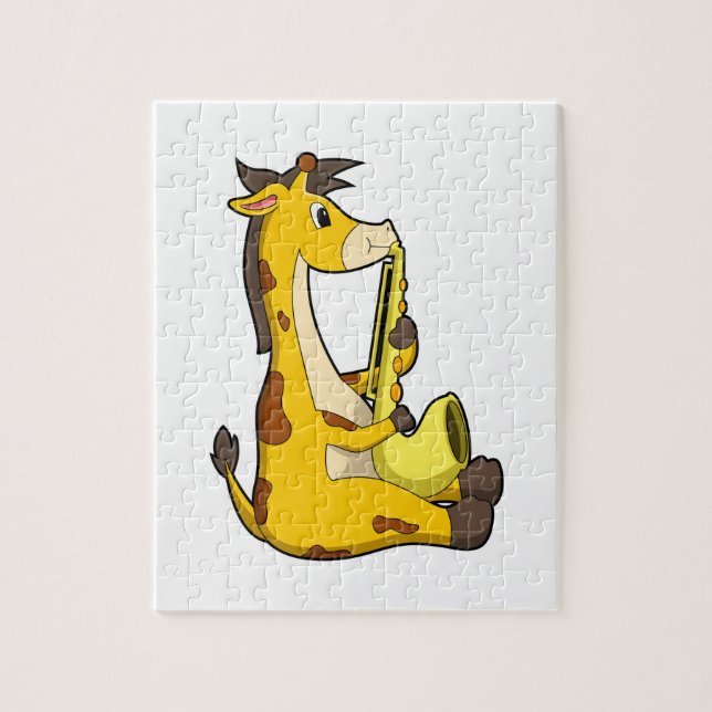 Giraffe på Music med Saxophone.PNG Pussel (Vertikal)