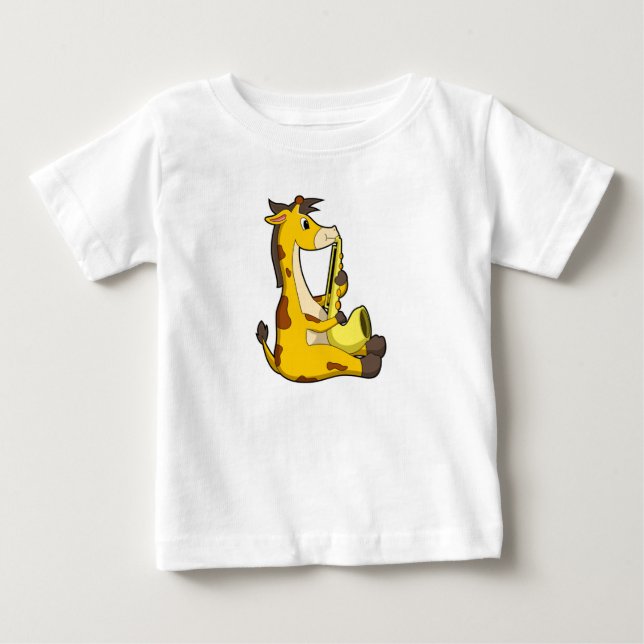 Giraffe på Music med Saxophone.PNG T Shirt (Framsida)