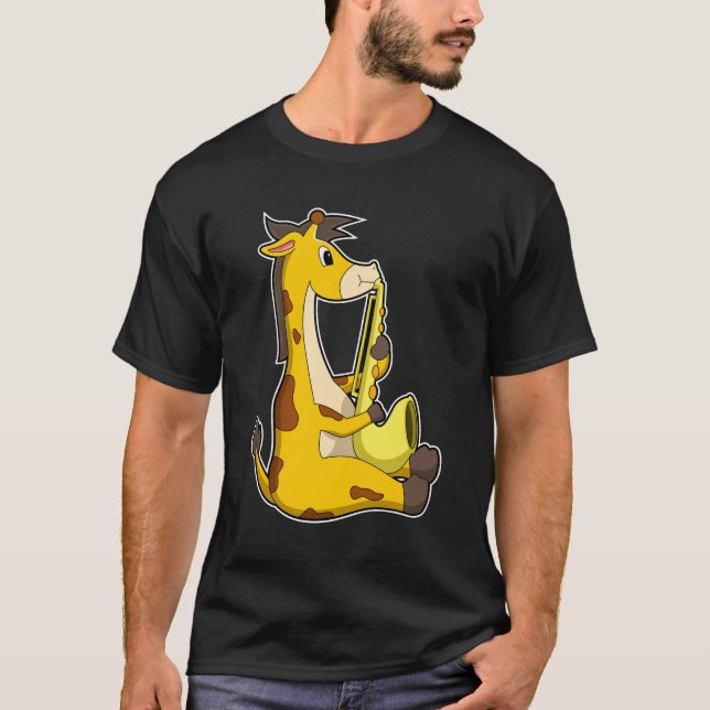 Giraffe på Music med Saxophone.PNG T Shirt (Framsida)
