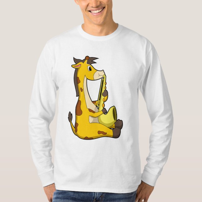 Giraffe på Music med Saxophone.PNG T Shirt (Framsida)
