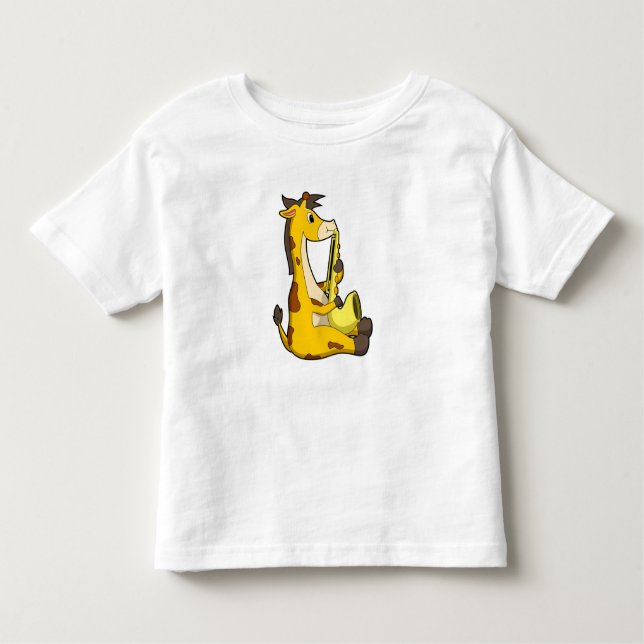 Giraffe på Music med Saxophone.PNG T Shirt (Framsida)
