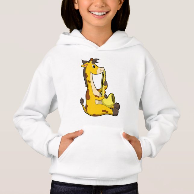 Giraffe på Music med Saxophone.PNG T Shirt (Framsida)
