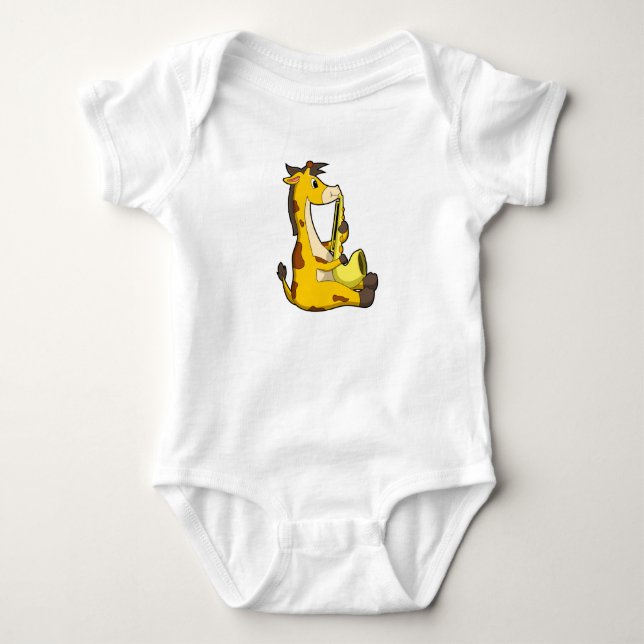 Giraffe på Music med Saxophone.PNG T Shirt (Framsida)