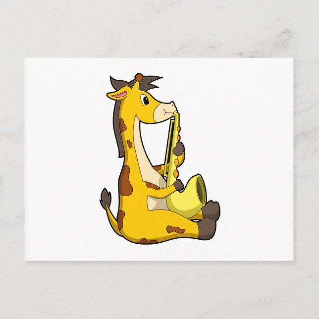Giraffe på Music med Saxophone.PNG Vykort (Framsida)