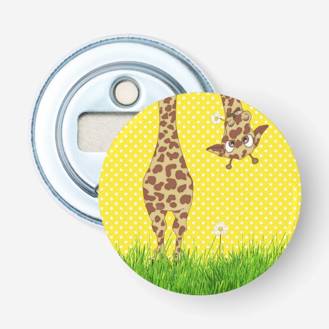 Giraffe på Polka dots med Daisy Flasköppnare (Framsidan)