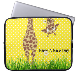 Giraffe på Polka dots med Daisy Laptop Fodral